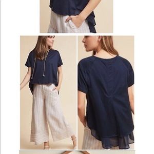 Anthropologie Eri + Ali Split Back Chiffon Top